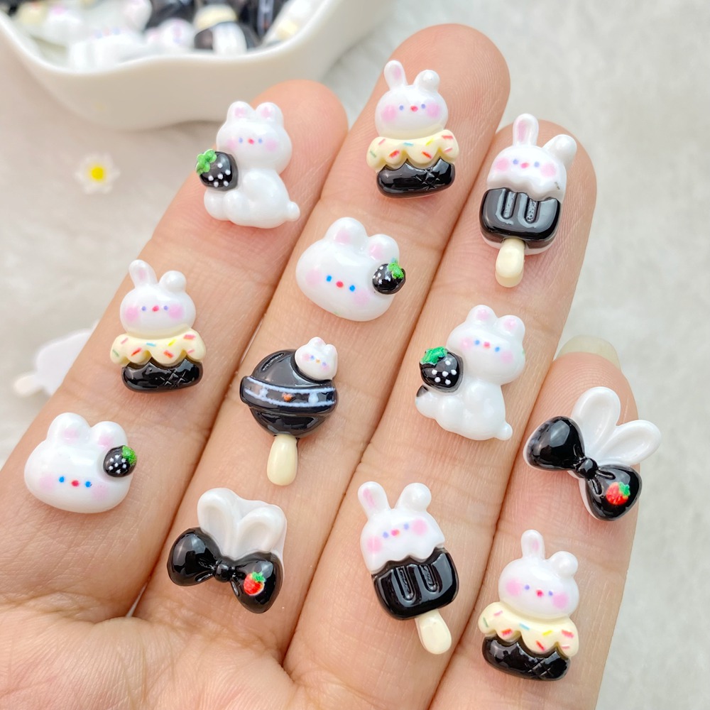 Art Craft Rabbit - 20 buah campuran seni kuku Resin