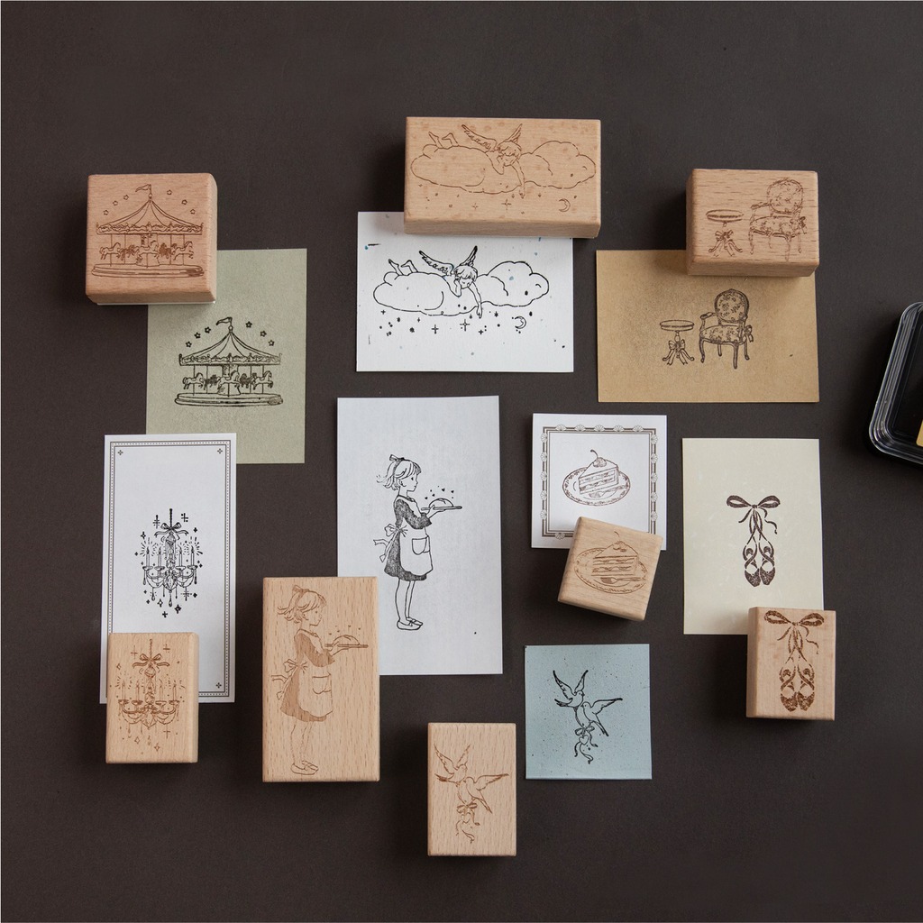 Art Craft Notebook - Stempel Karet Pola Kartun Kayu Vintage