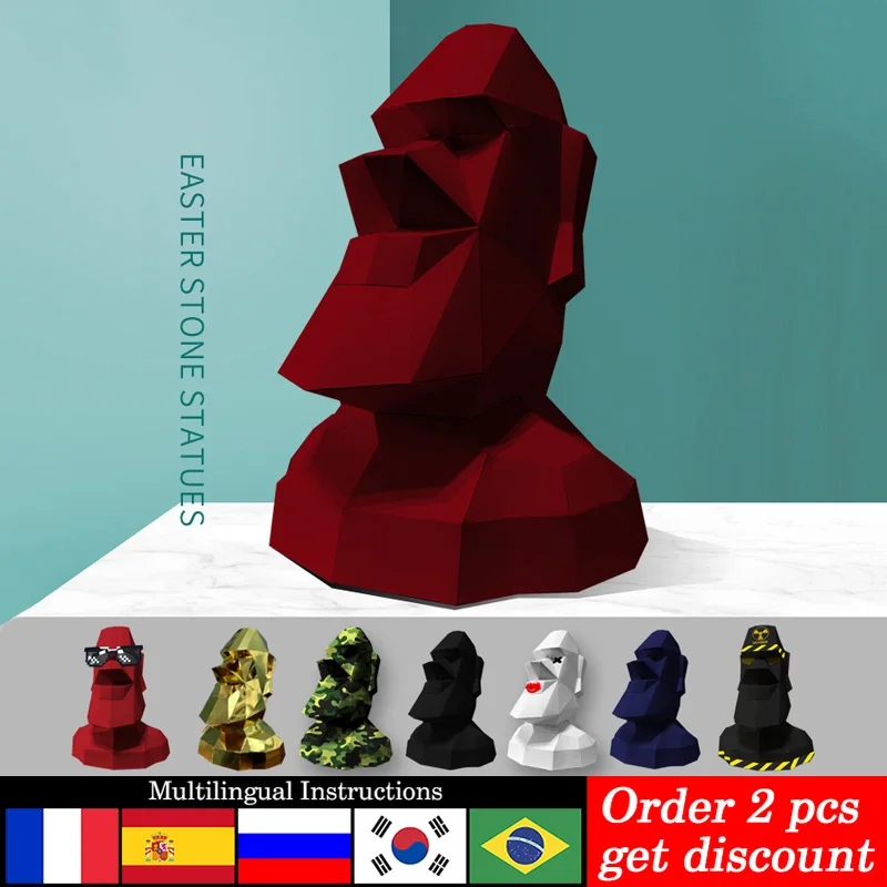 Art Craft Easter - Ukuran besar dekorasi Pulau Paskah Moai