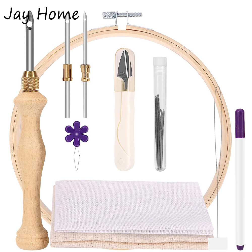 Embroidery Hoop Kit - Kit pemula jarum Punch dengan Hoop