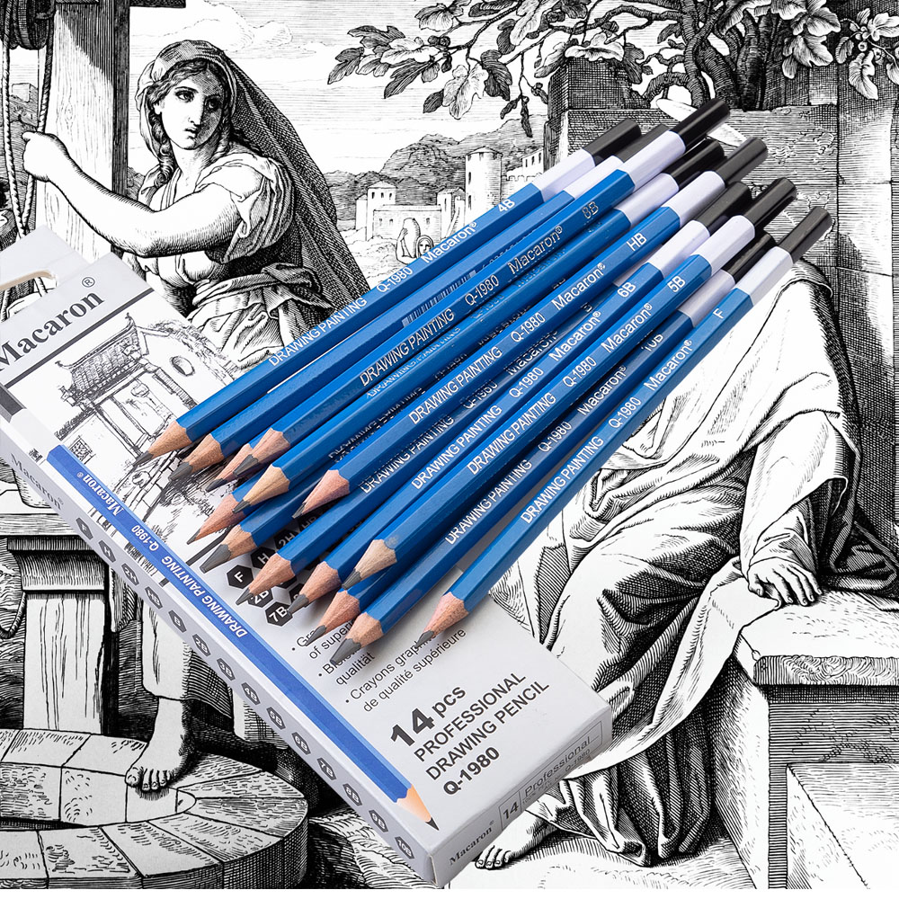 Sketching Charcoal Set - Pensil sketsa arang profesional, peralatan seni