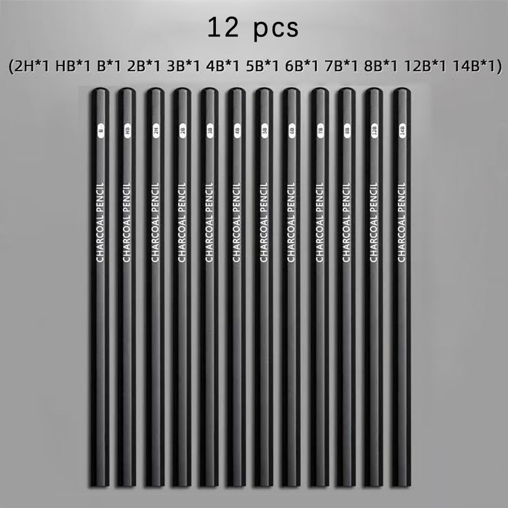 Sketching Charcoal Set - 12 buah Pensil Sketsa untuk pelajar,