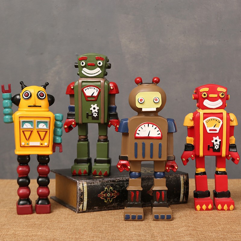 Art Craft Robot - Patung Robot Kartun Hiasan Kerajinan Lucu