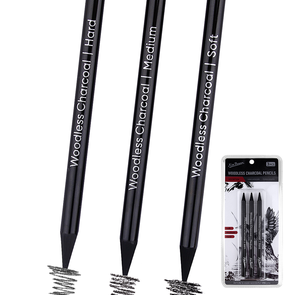 Sketching Charcoal Set - 3 buah Set pensil grafit tanpa
