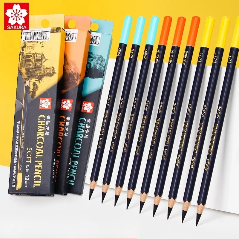 SAKURA Arang Pensil Sketsa Lem - Sketching Charcoal Set ulasan dan harga